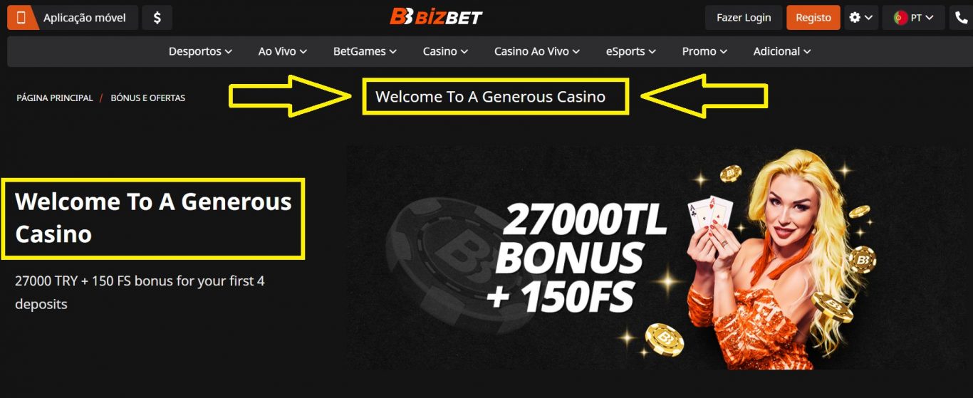 Bizbet oferta bonus em Portugal 